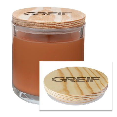 Greif® - 14oz Scented Glass Candle with Wooden Lid Engraving