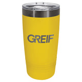 Copo térmico GREIF Polar Camel® de 20 oz (591 ml) com revestimento iônico, na cor amarela/preta fantasma.