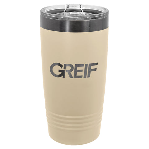 GREIF Polar Camel 20 oz. Warm Sand/Ghost Black ION-Plated Ringneck Tumbler with Slider Lid