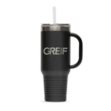 Greif® 40 oz Stainless Steel Handle Tumbler with Flip Lid and Straw