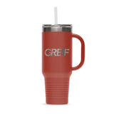 Greif® 40 oz Stainless Steel Handle Tumbler with Flip Lid and Straw