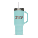 Greif® 40 oz Stainless Steel Handle Tumbler with Flip Lid and Straw