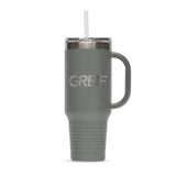 Greif® 40 oz Stainless Steel Handle Tumbler with Flip Lid and Straw