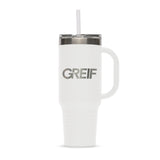 Greif® 40 oz Stainless Steel Handle Tumbler with Flip Lid and Straw