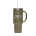 Greif® 40 oz Stainless Steel Handle Tumbler with Flip Lid and Straw