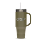 Greif® 40 oz Stainless Steel Handle Tumbler with Flip Lid and Straw