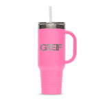 Greif® 40 oz Stainless Steel Handle Tumbler with Flip Lid and Straw