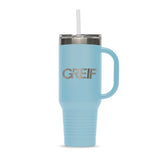 Greif® 40 oz Stainless Steel Handle Tumbler with Flip Lid and Straw