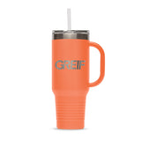 Greif® 40 oz Stainless Steel Handle Tumbler with Flip Lid and Straw