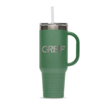 Greif® 40 oz Stainless Steel Handle Tumbler with Flip Lid and Straw