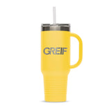 Greif® 40 oz Stainless Steel Handle Tumbler with Flip Lid and Straw