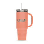 Greif® 40 oz Stainless Steel Handle Tumbler with Flip Lid and Straw