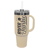 GREIF 40 oz. LIMITED EDITION 2025 Ghost Black ION-Plated Travel Mug with Handle & Straw