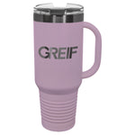 GREIF 40 oz. LIMITED EDITION 2025 Ghost Black ION-Plated Travel Mug with Handle & Straw