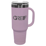 GREIF 40 oz. LIMITED EDITION 2025 Ghost Black ION-Plated Travel Mug with Handle & Straw