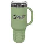 GREIF 40 oz. LIMITED EDITION 2025 Ghost Black ION-Plated Travel Mug with Handle & Straw