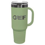 GREIF 40 oz. LIMITED EDITION 2025 Ghost Black ION-Plated Travel Mug with Handle & Straw