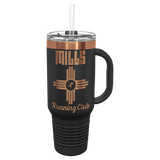 GREIF 40 oz. Rose Gold Black ION-Plated Travel Mug with Handle & Straw