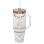 GREIF 40 oz. Rose Gold Black ION-Plated Travel Mug with Handle & Straw