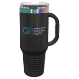 GREIF 40oz Prismatic Effect ION-Plated Travel Mug with Handle & Straw