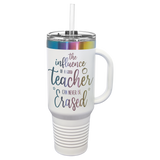 GREIF 40oz Prismatic Effect ION-Plated Travel Mug with Handle & Straw