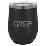 GREIF 12oz Ghost Black ION-Plated Stemless Wine Tumbler with Lid