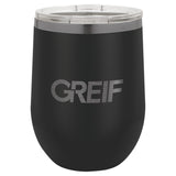 GREIF 12oz Ghost Black ION-Plated Stemless Wine Tumbler with Lid