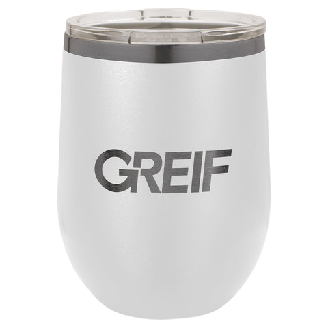 GREIF 12oz Ghost Black ION-Plated Stemless Wine Tumbler with Lid