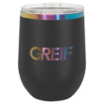 GREIF 12oz Prismatic Effect ION-Plated Stemless Wine Tumbler with Lid