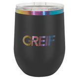 GREIF 12oz Prismatic Effect ION-Plated Stemless Wine Tumbler with Lid