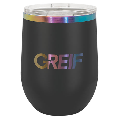 GREIF 12oz Prismatic Effect ION-Plated Stemless Wine Tumbler with Lid