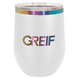 GREIF 12oz Prismatic Effect ION-Plated Stemless Wine Tumbler with Lid