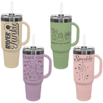 GREIF 40 oz. LIMITED EDITION 2025 Ghost Black ION-Plated Travel Mug with Handle & Straw