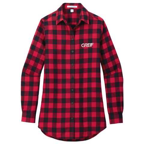 Port Authority® - Plaid Flannel Tunic - Ladies with GREIF Embroidered Logo