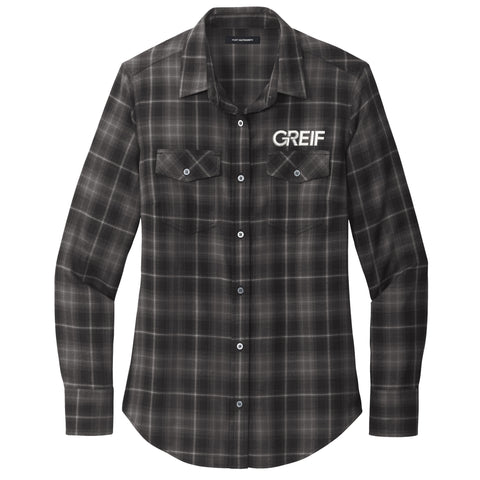 Port Authority Ladies Long Sleeve Ombre Plaid Shirt