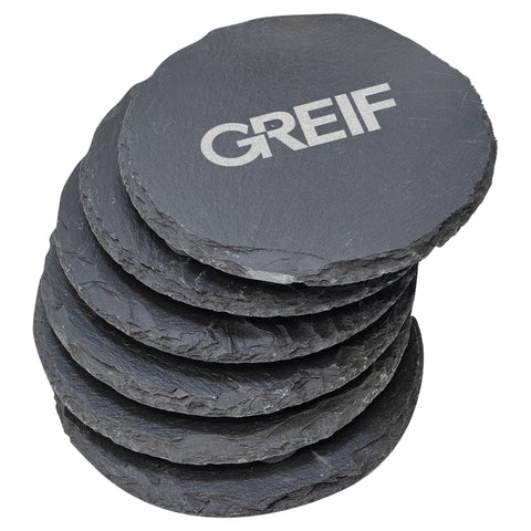 Greif® 4" Round Slate Coaster Set-6 Piece