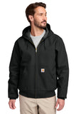 Front View of Black Carhartt Thermal-Lined Duck Active Jac. CT106678