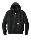 Front View of Black Carhartt Thermal-Lined Duck Active Jac. CT106678