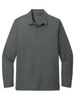 Front View of BlkHthr TravisMathew Oceanside Heather Long Sleeve Polo TM1MZ343