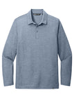 Front View of BlNightsHt TravisMathew Oceanside Heather Long Sleeve Polo TM1MZ343