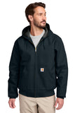 Front View of DarkNavy Carhartt Thermal-Lined Duck Active Jac. CT106678