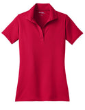 Front View of DeepRed Sport-Tek Women's Micropique Sport-Wick Polo. LST650