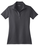 Front View of Iron Grey Sport-Tek Women's Micropique Sport-Wick Polo. LST650