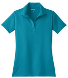 Front View of Tropic Blue Sport-Tek Women's Micropique Sport-Wick Polo. LST650