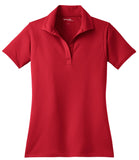 Front View of True Red Sport-Tek Women's Micropique Sport-Wick Polo. LST650
