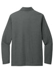Rear View of BlkHthr TravisMathew Oceanside Heather Long Sleeve Polo TM1MZ343