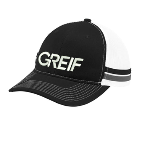 Port Authority® - Two-Stripe Snapback Trucker Cap with Greif Embroidery Logo