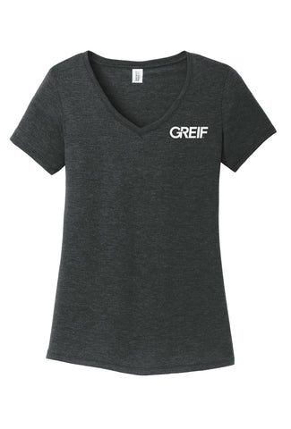 District Made® - 4.5 oz Blended Perfect Tri® V-Neck Tee with Greif Printed Logo - Ladies