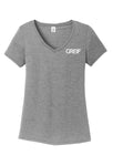 District Made® - 4.5 oz Blended Perfect Tri® V-Neck Tee with Greif Printed Logo - Ladies