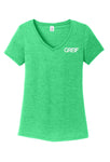 District Made® - 4.5 oz Blended Perfect Tri® V-Neck Tee with Greif Printed Logo - Ladies